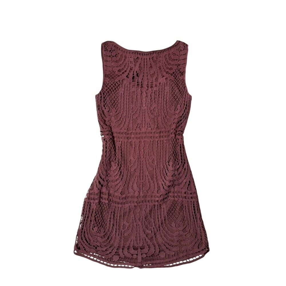 Staring at Stars Mauve Maroon Lace Crochet Overlay Sleeveless Dress Women Size 2